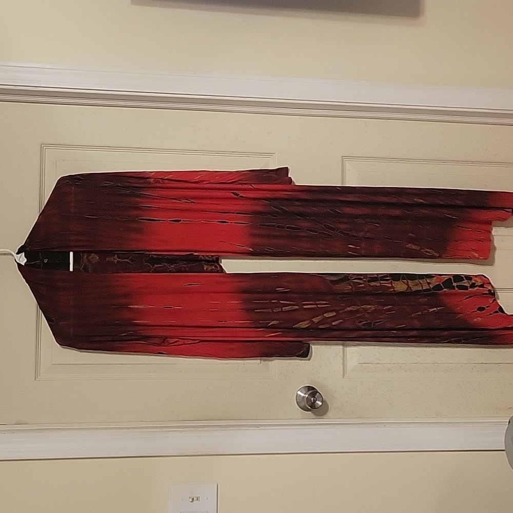 BoHo Hippy Rocker CHIC Tie Dye Black & Red Draping Layering Sheer Thin Jacket